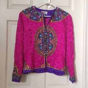 Adrianna Papell Silk Blazer Top